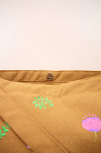 Flowers on Dark Khaki Canvas Medium Sling Bag