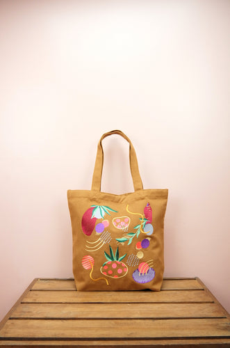 Comet on Dark Khaki Canvas Shoulder Tote