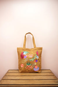 Comet on Dark Khaki Canvas Shoulder Tote