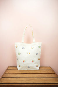Bubble Fish on Natural Canvas Shoulder Tote