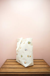Bubble Fish on Natural Canvas Shoulder Tote