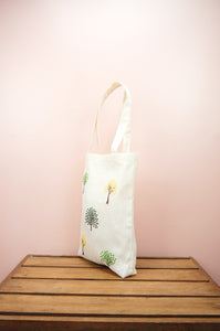 Dotted Trees on Natural Canvas Medium Tote