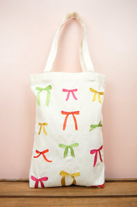 Ribbons on Natural Canvas Medium Tote