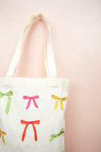 Ribbons on Natural Canvas Medium Tote