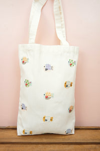 Bubble Fish on Natural Canvas Medium Tote