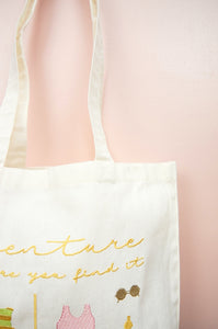 Adventure is Where You Find It on Small Natural Canvas Tote