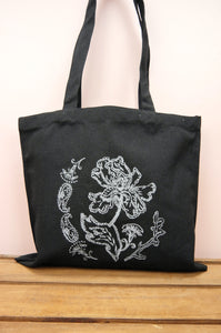 Savannah on Small Black Canvas Tote