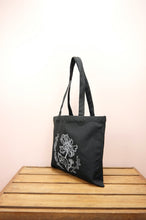 Savannah on Small Black Canvas Tote