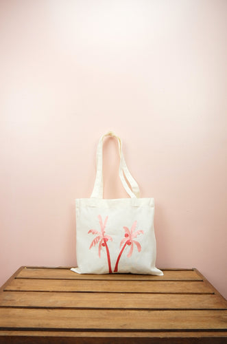 Palm Trees on Light Canvas Mini Tote