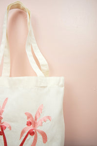 Palm Trees on Light Canvas Mini Tote