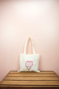 Mrs Kitty on Light Canvas Mini Tote