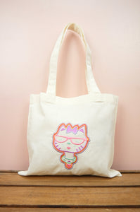 Mrs Kitty on Light Canvas Mini Tote