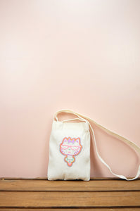 Mrs Kitty on Natural Canvas Mini Sling Bag