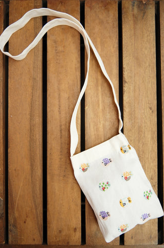 Bubble Fish on Natural Canvas Mini Sling Bag