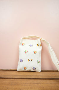 Bubble Fish on Natural Canvas Mini Sling Bag