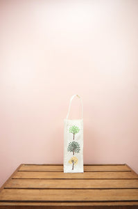 Dotted Trees on Natural Canvas Water Bottle Bag
