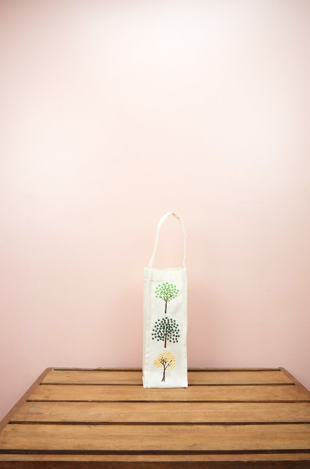 Dotted Trees on Natural Canvas Water Bottle Bag