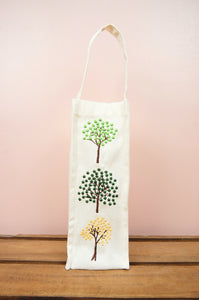 Dotted Trees on Natural Canvas Water Bottle Bag