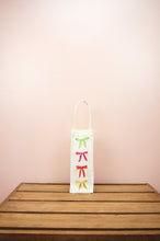 Ribbons on Natural Canvas Water Bottle Bag