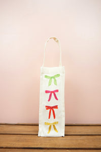 Ribbons on Natural Canvas Water Bottle Bag
