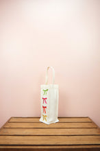 Ribbons on Natural Canvas Water Bottle Bag