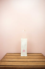Ribbons on Natural Canvas Water Bottle Bag