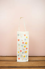 Cotton Candy Flowers on Natural Canvas Water Bottle Bag