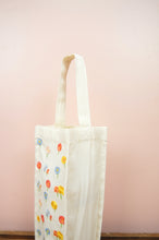 Cotton Candy Flowers on Natural Canvas Water Bottle Bag