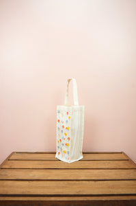 Cotton Candy Flowers on Natural Canvas Water Bottle Bag