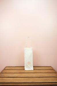 Cotton Candy Flowers on Natural Canvas Water Bottle Bag