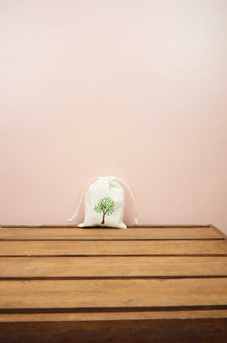 Dotted Tree on Light Canvas Mini Drawstring Pouch