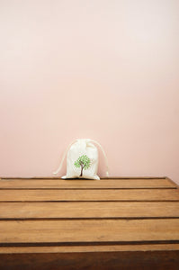 Dotted Tree on Light Canvas Mini Drawstring Pouch