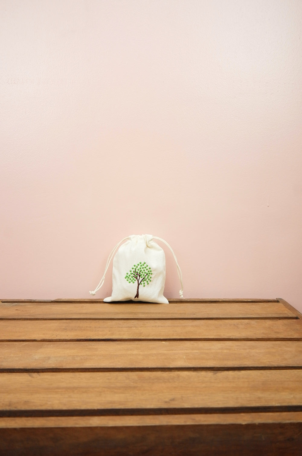 Dotted Tree on Light Canvas Mini Drawstring Pouch