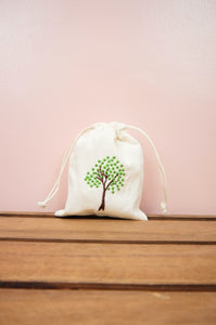 Dotted Tree on Light Canvas Mini Drawstring Pouch