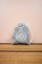 Dreamcatcher on Blue Cotton Chambray Mini Drawstring Pouch