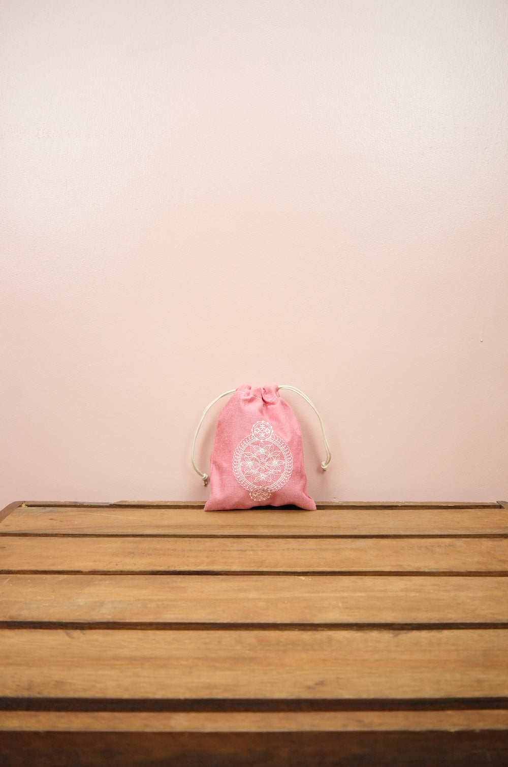 Dreamcatcher on Red Cotton Chambray Mini Drawstring Pouch