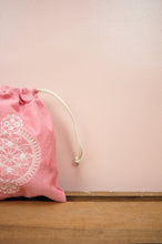 Dreamcatcher on Red Cotton Chambray Mini Drawstring Pouch