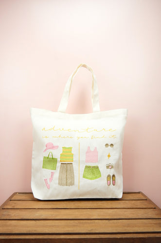 Adventure Is Where You Find It on Natural Canvas Shopping Tote