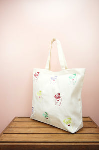 Pop Art Dapper Pug on Natural Canvas Shopping Tote