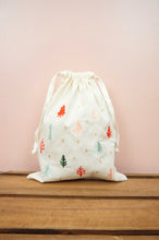 Mini Trees on Light Canvas Medium Drawstring Pouch