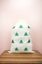 Christmas Trees on Light Canvas Santa Sack