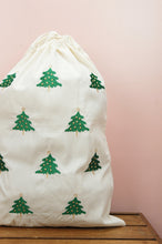 Christmas Trees on Light Canvas Santa Sack