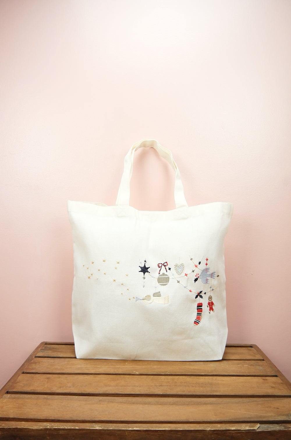 Joyeux Noel on Natural Canvas Shopping Tote