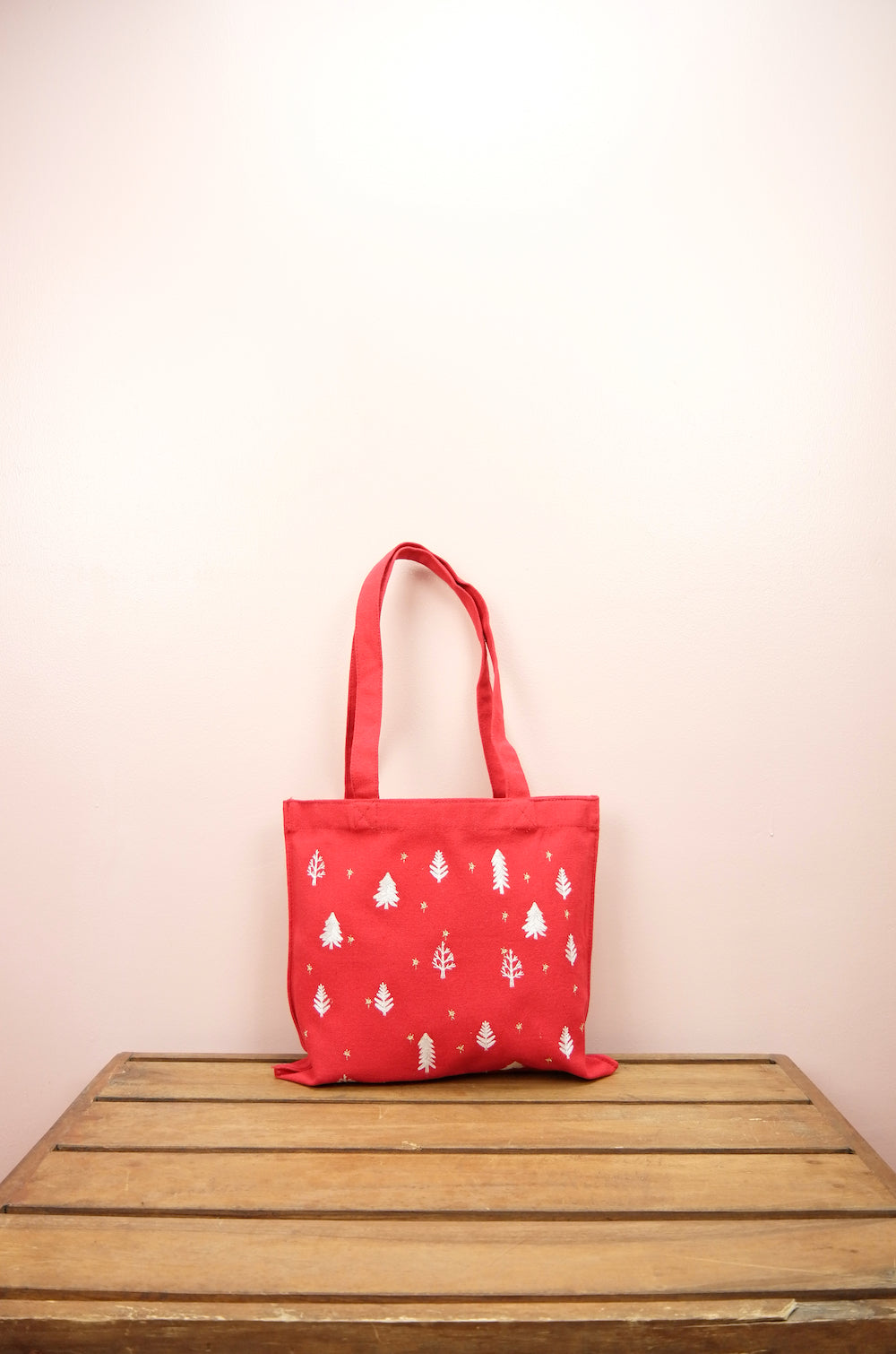 Mini Trees on Red Canvas Mini Tote