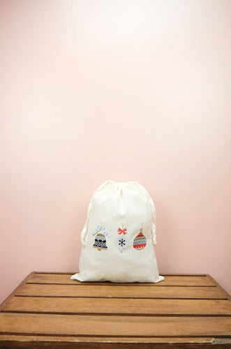 Christmas Bells on Light Canvas Mini Sac