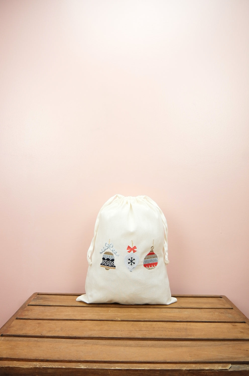 Christmas Bells on Light Canvas Mini Sac