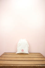 Mini Santas on Light Canvas Medium Drawstring Pouch