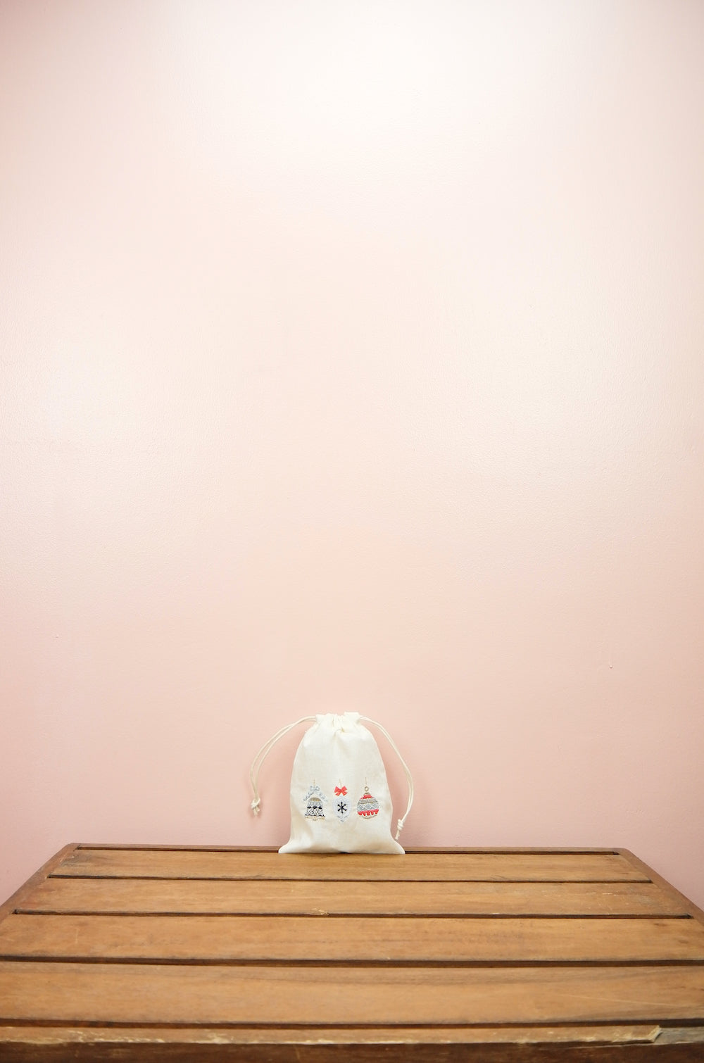 Christmas Bells on Light Canvas Mini Drawstring Pouch