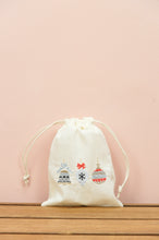Christmas Bells on Light Canvas Mini Drawstring Pouch