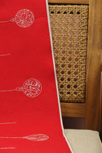 Silver Bells on Red Canvas Table Runner 6-8 Seater